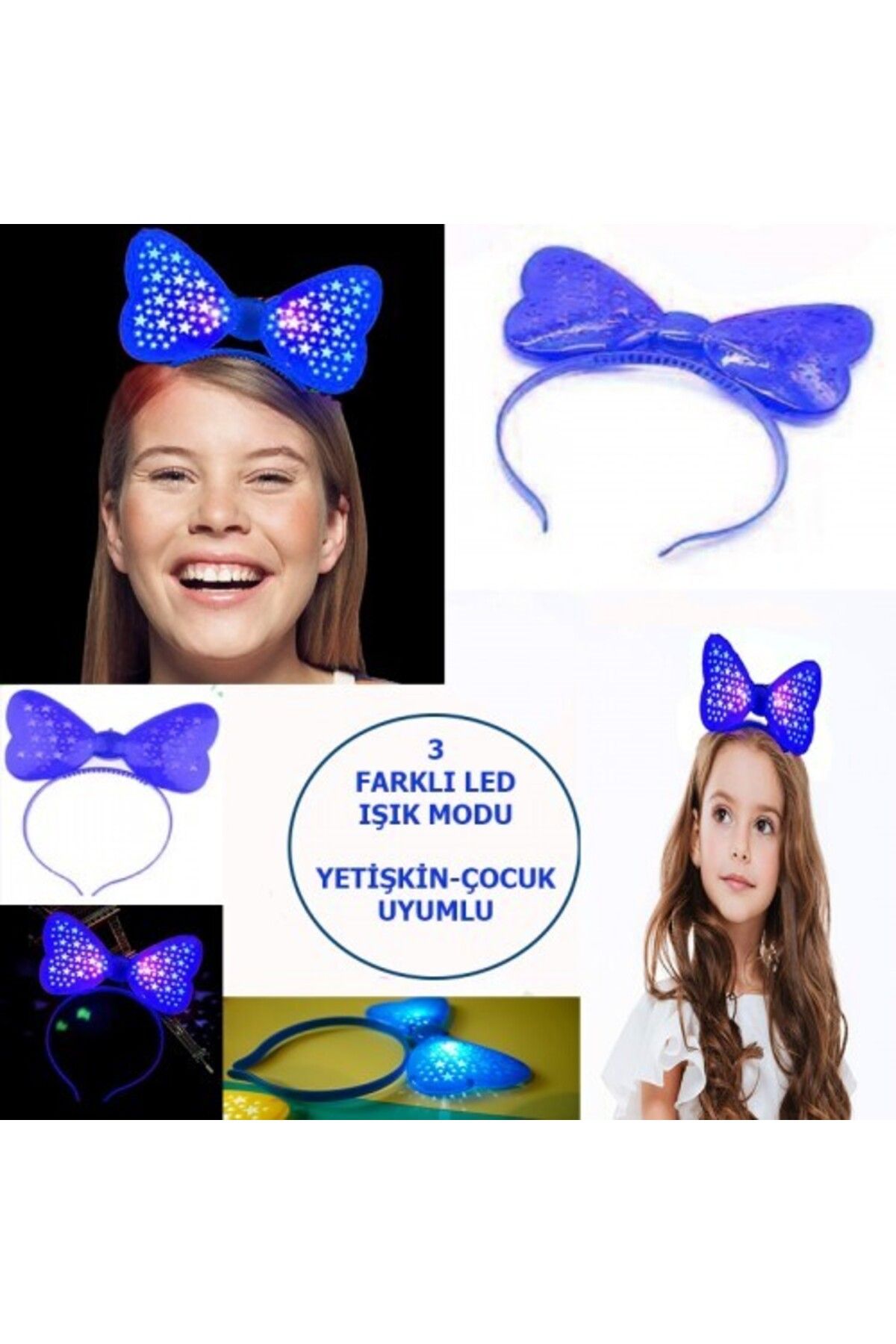 Otocub Led Işıklı Yıldızlı Fiyonk Parti Tacı