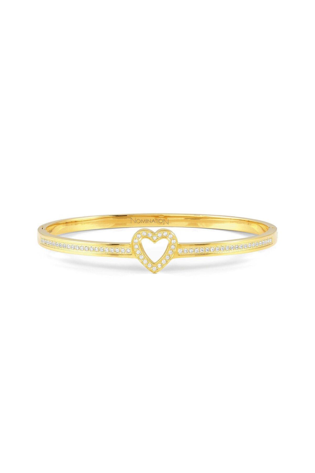 NOMİNATİON PRETTY BANGLES Bileklik Paslanmaz Çelik Zirkonlu Kalp Kelepçe GOLD