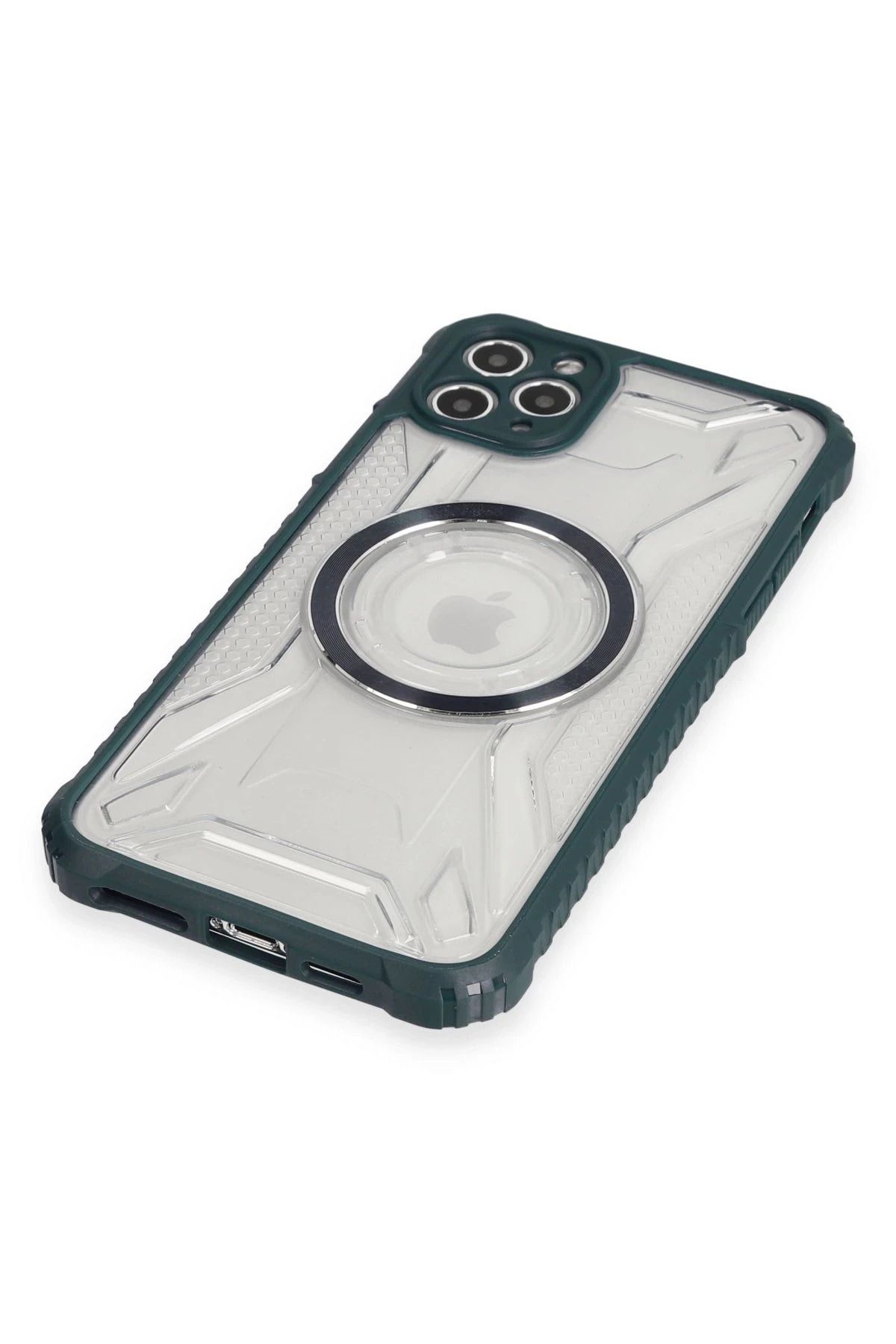 NewFace iPhone 11 Pro Max Kılıf Prag Magneticsafe Kapak - Koyu Yeşil WLZOR