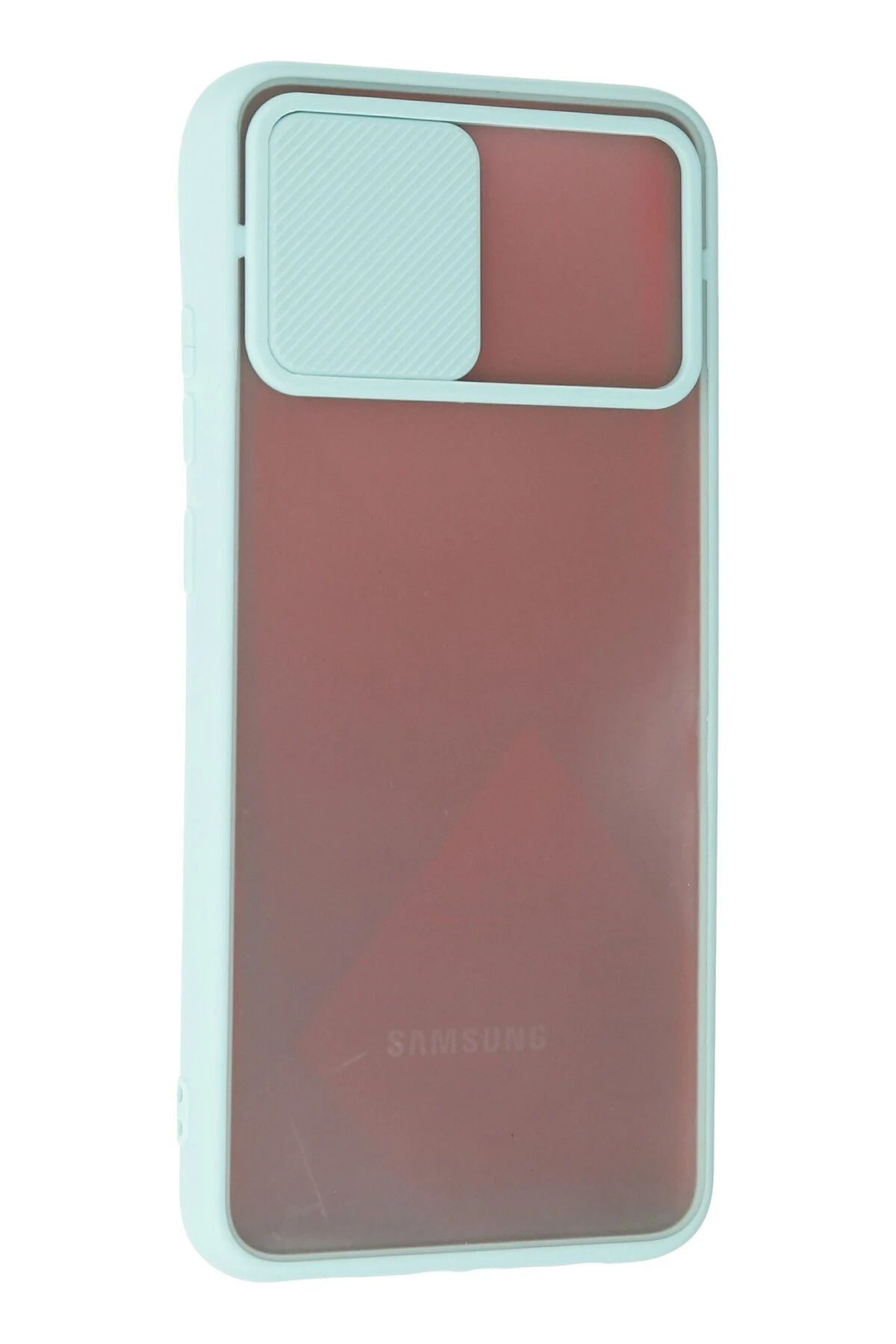 NewFace Samsung Galaxy A03S Kılıf Palm Buzlu Kamera Sürgülü Silikon - Turkuaz GLSTD