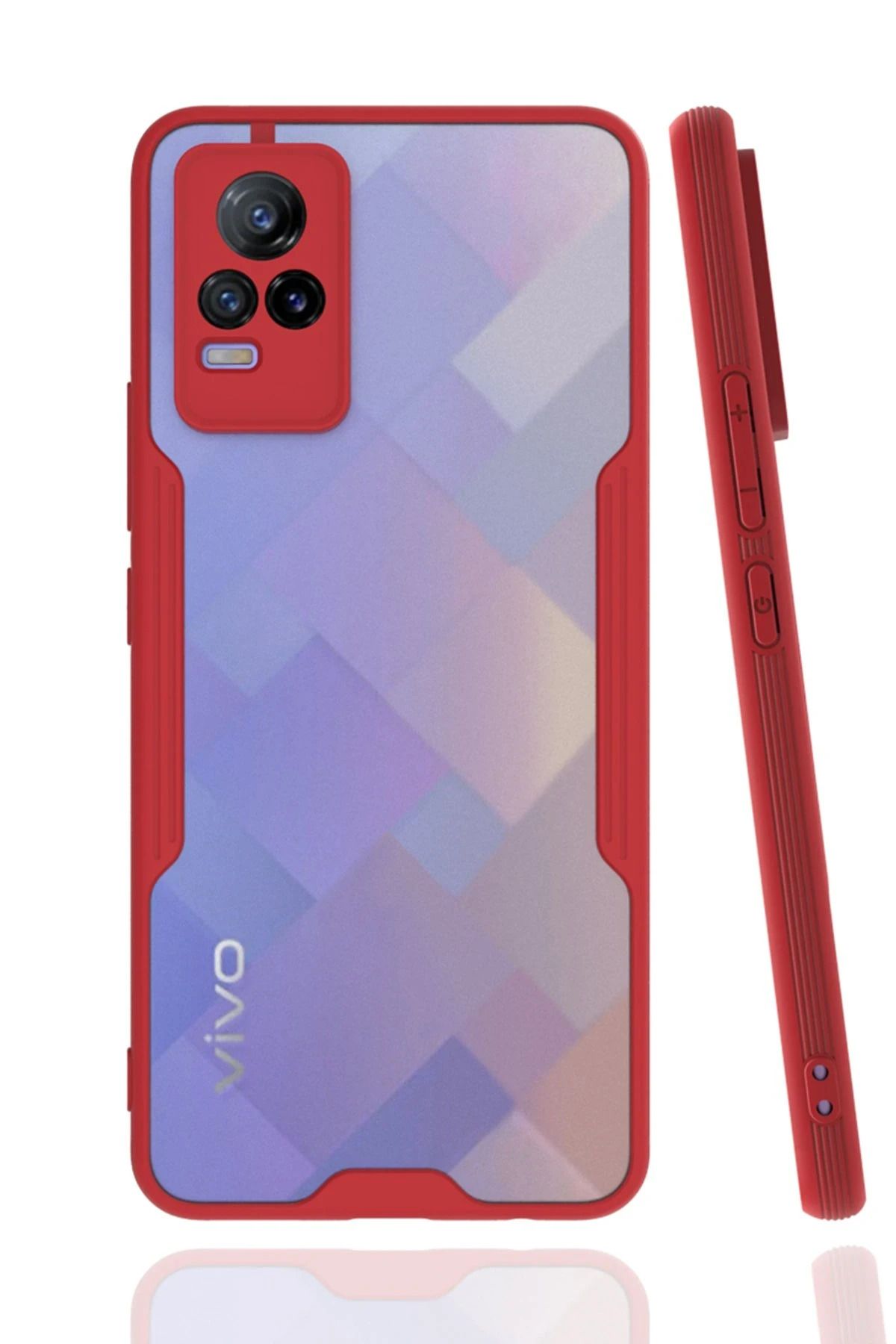 NewFace Vivo V21e Kılıf Platin Silikon - Kırmızı SVLRS