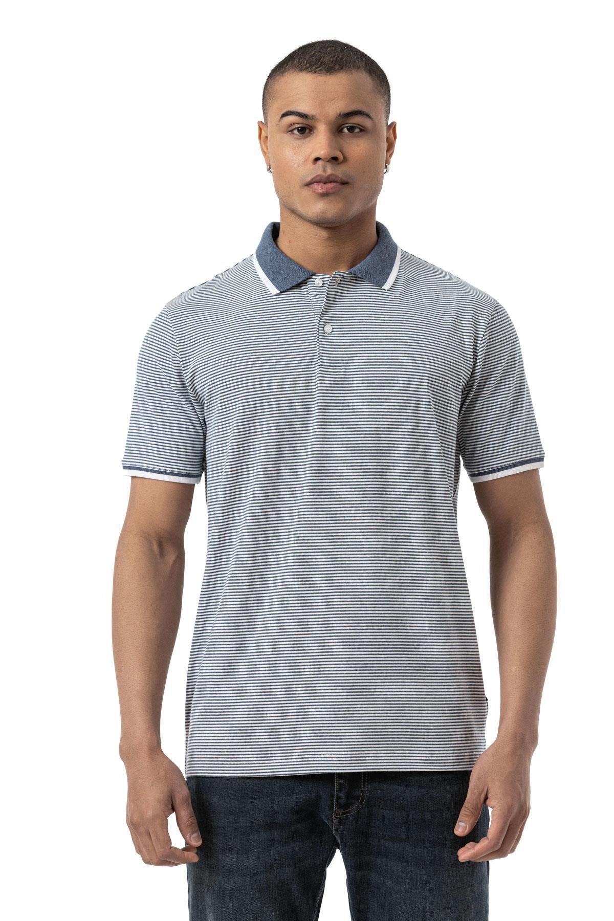 rugatchi Büyük Beden Yatay Çizgili Polo T-Shirt