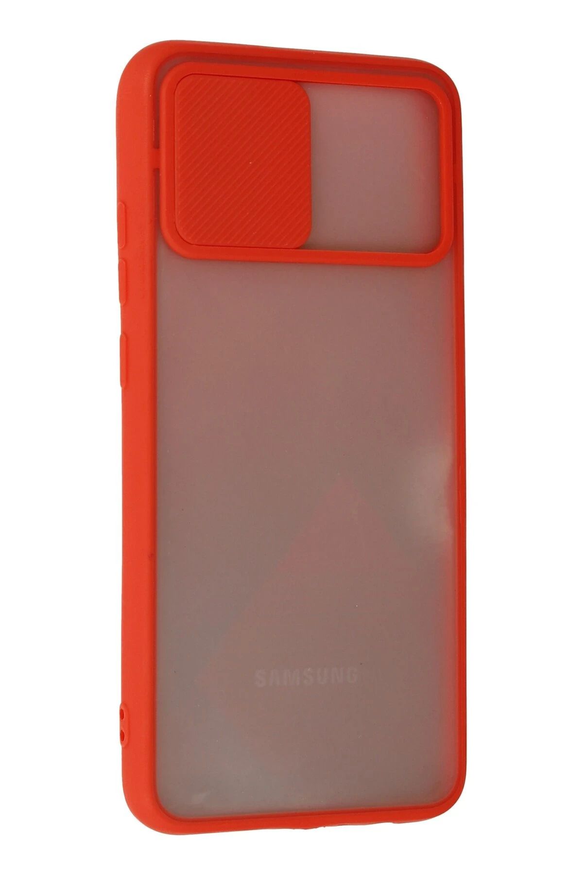 NewFace Samsung Galaxy A03S Kılıf Palm Buzlu Kamera Sürgülü Silikon - Kırmızı GLSTD