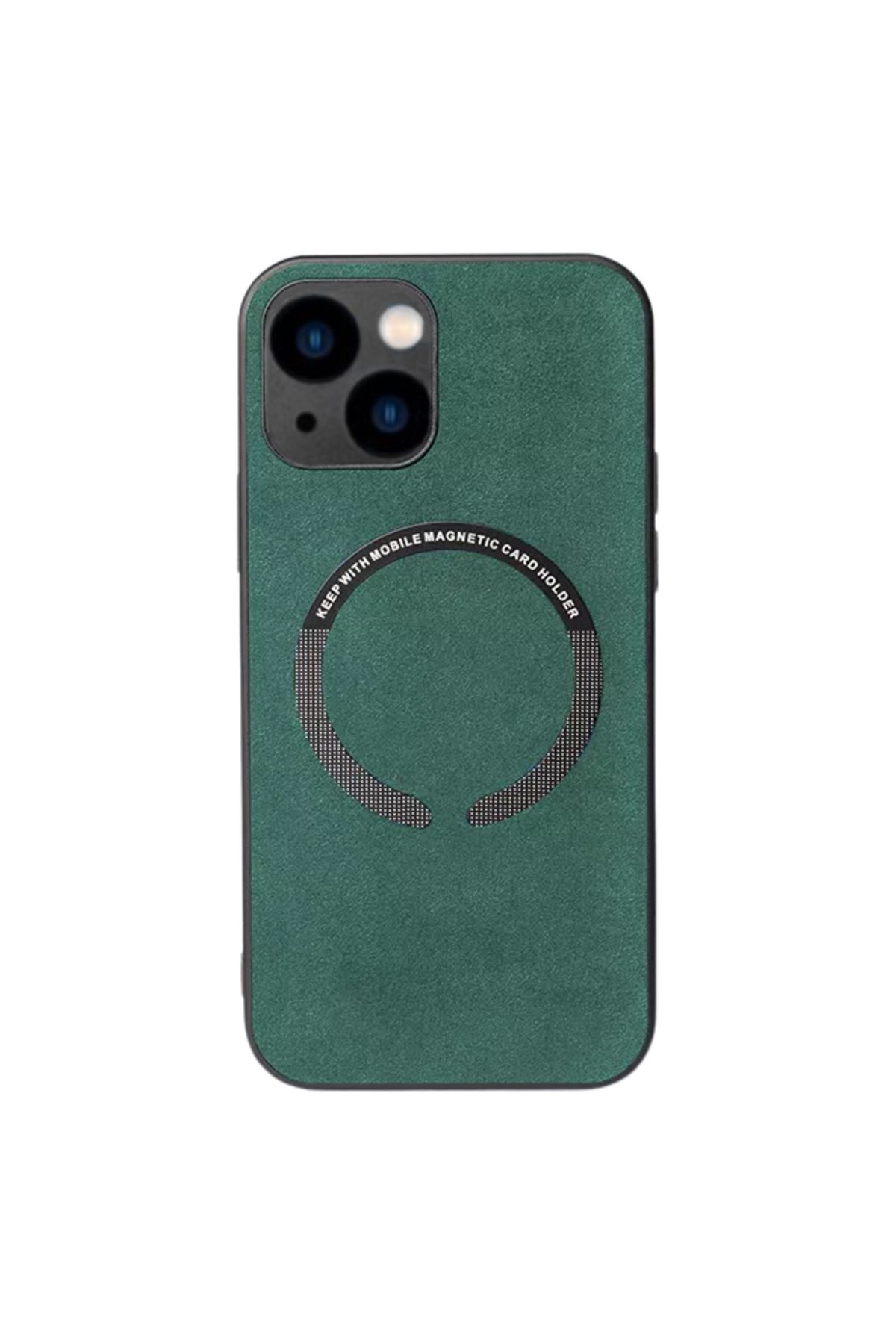 REDz Accessories Husă Magsafe, Aspect Alcantara, Compatibilă Cu Iphone 14 Plus, Încărcare Wireless, Textilă, Verde - One Size