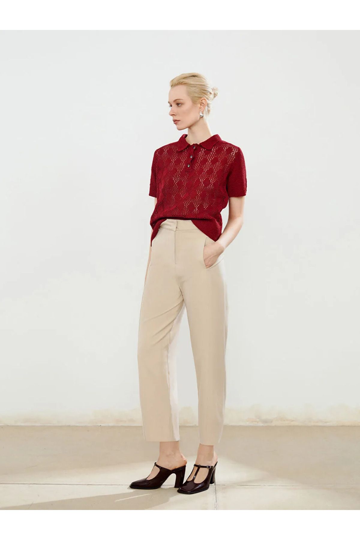 LC Waikiki Soulife Bej Loose Fit Krep Kadın Pantolon