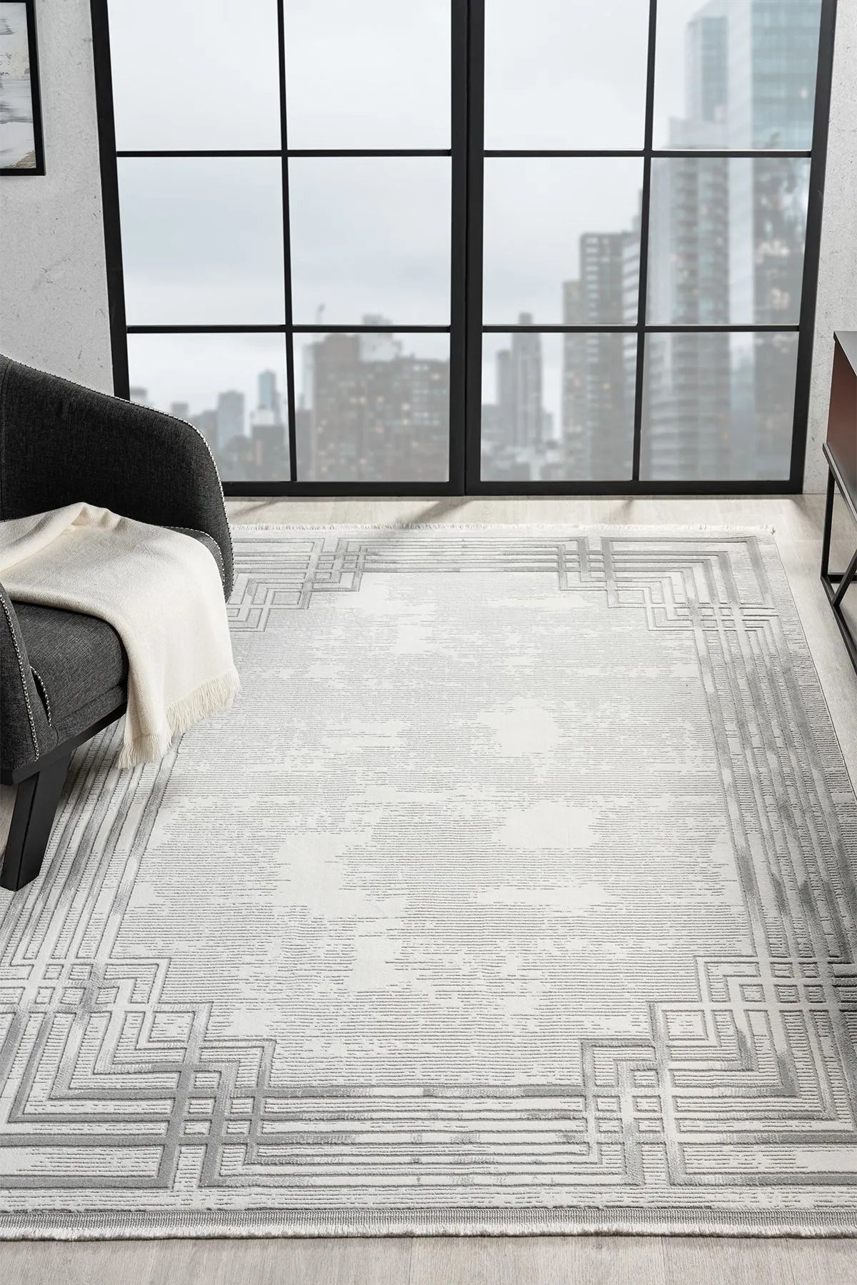 SerenitaHome SERENİTA HOME YILDIZ COLLECTION GRİ MAVİ KREM MODERN OTURMA ODASI SALON MUTFAK HALISI