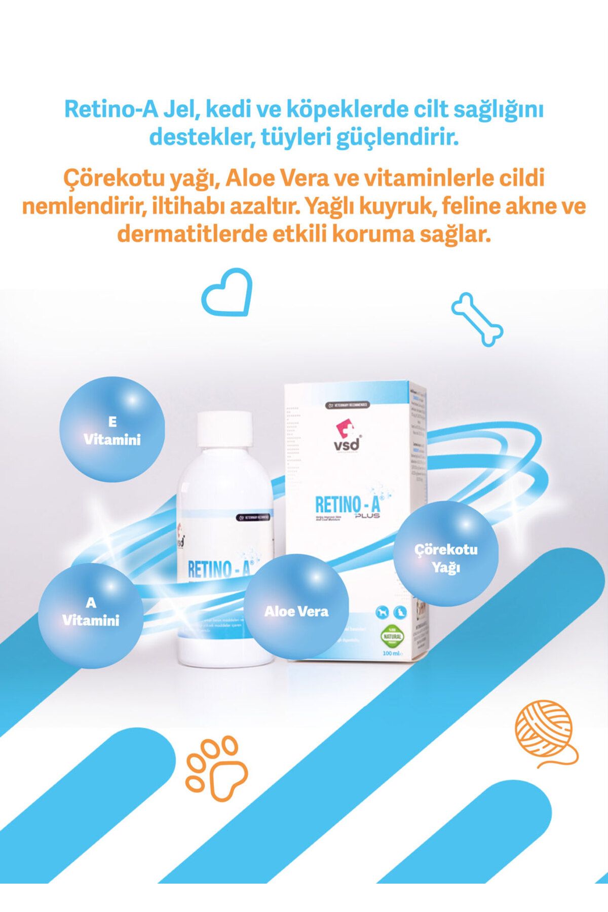 vsd RETINO-A PLUS 100ml Jel Köpekler için Cilt Kuruluğu Önleyici Desteği