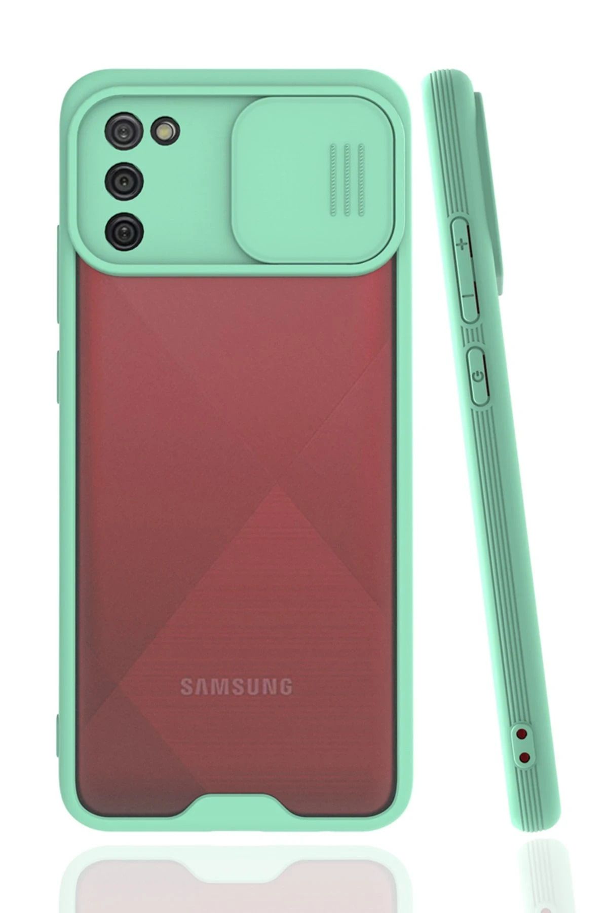NewFace Samsung Galaxy A02S Kılıf Platin Kamera Koruma Silikon - Açık Yeşil GLSTD