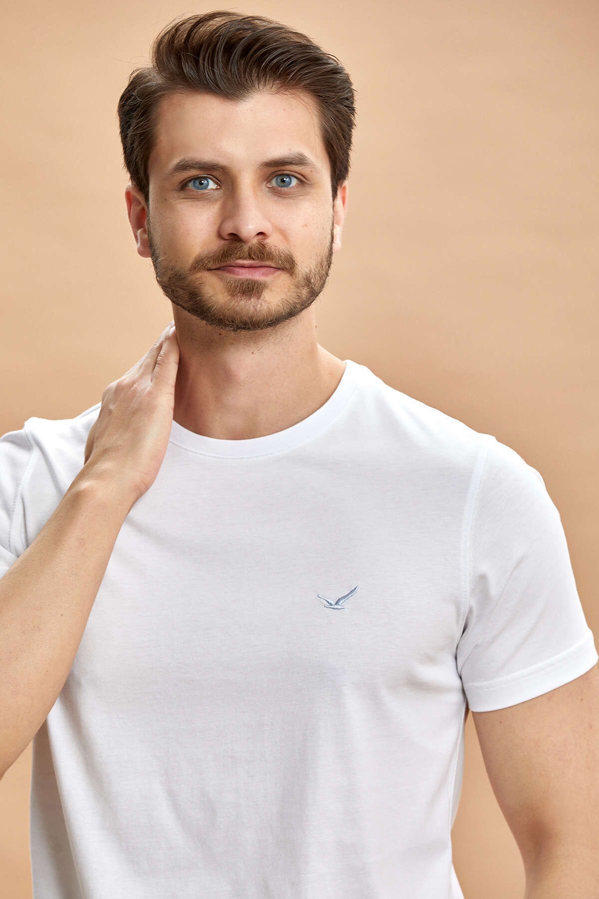 SMILE-Men's White T-Shirt - Basil Crew Neck 2