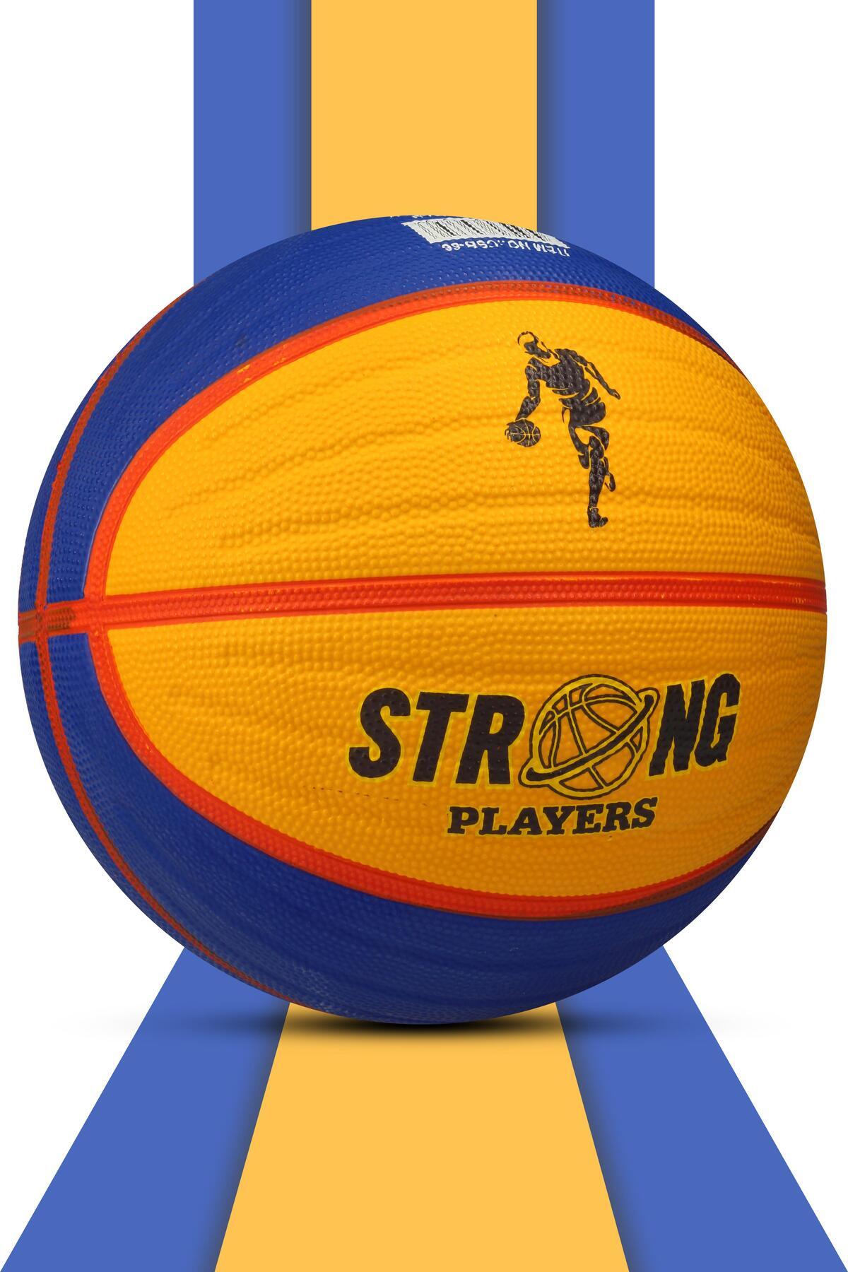 Telvesse Sarı Lacivert Basketbol Topu Grafiti Kauçuk Dayanıklı Deep Kanal Kabartmalı No:6 B66