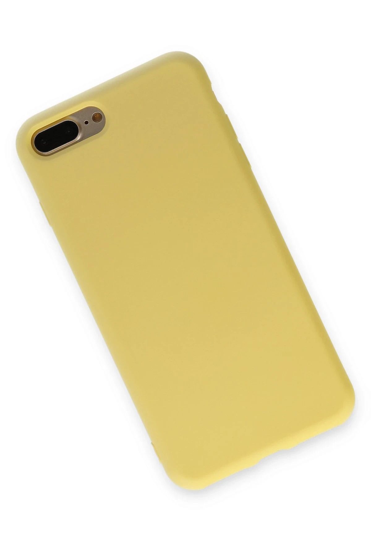 NewFace iPhone 7 Plus Kılıf Nano içi Kadife Silikon - Sarı GLSTD