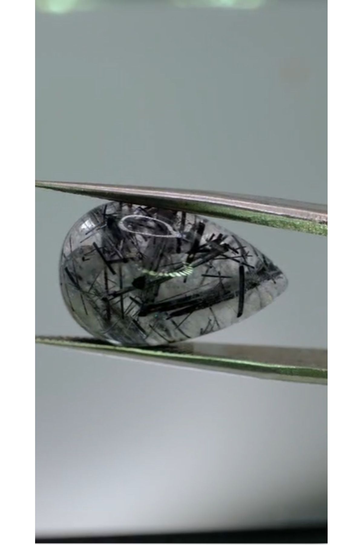 Aries 10.65ct 19.3x12.8mm Pear Natural Black Rutilated Quartz