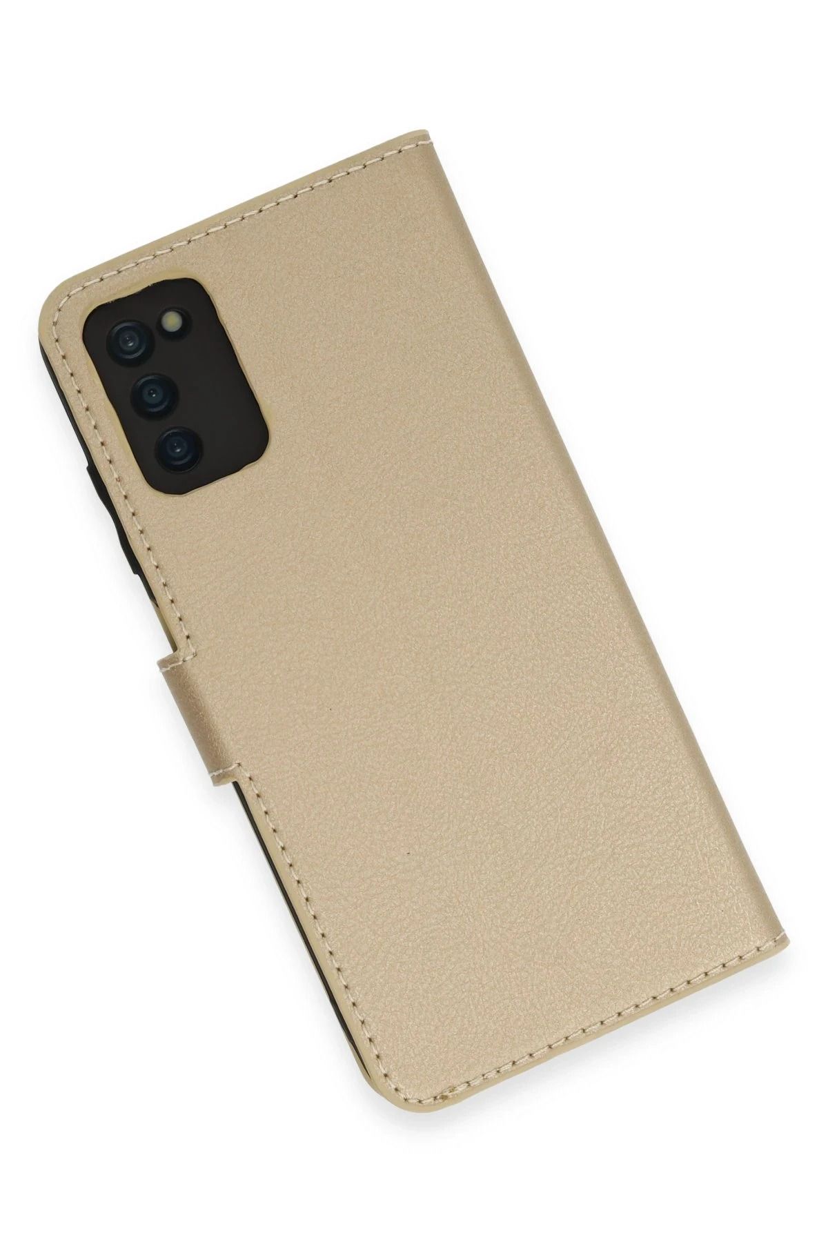 NewFace Samsung Galaxy A03S Kılıf Trend S Plus Kapaklı Kılıf - Gold YKTSN