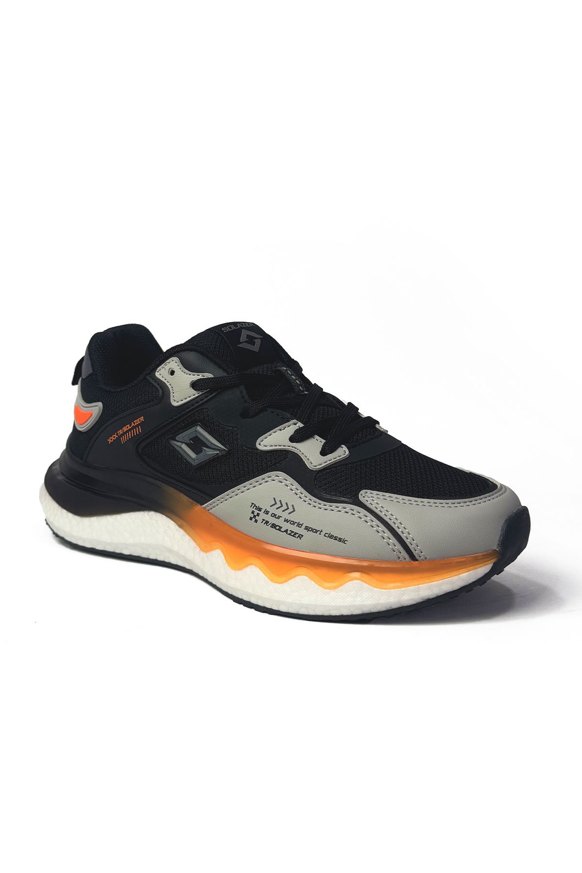 SOLAZER-Men's Black Orange Sneaker Casual Sports Shoes 042 5
