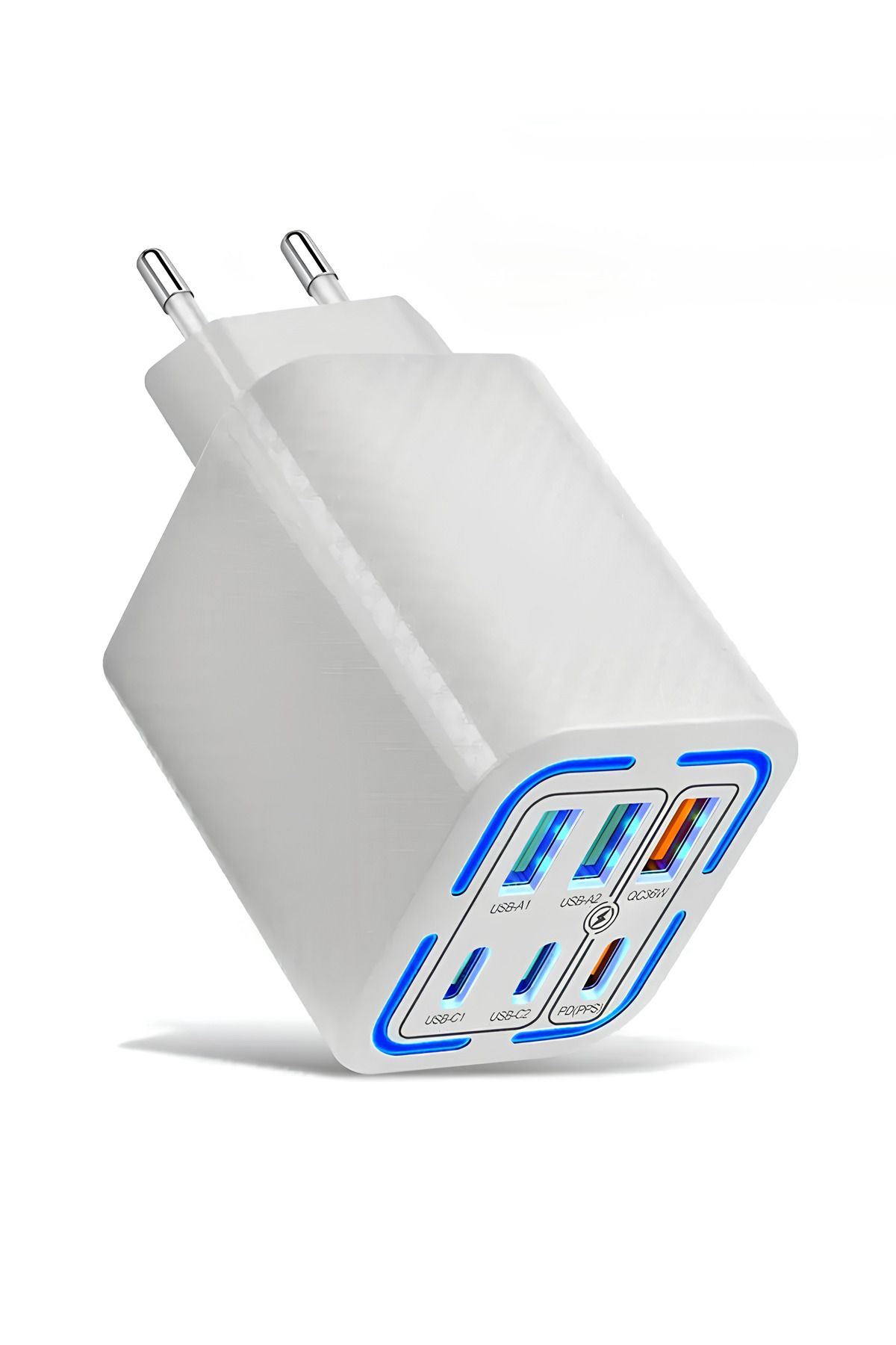 Ticen Beyaz Renk 50W Evrensel Hızlı Şarj Adaptörü - USB Çıkışlı Türkiye/Avrupa Fişli Şarj Cihazı