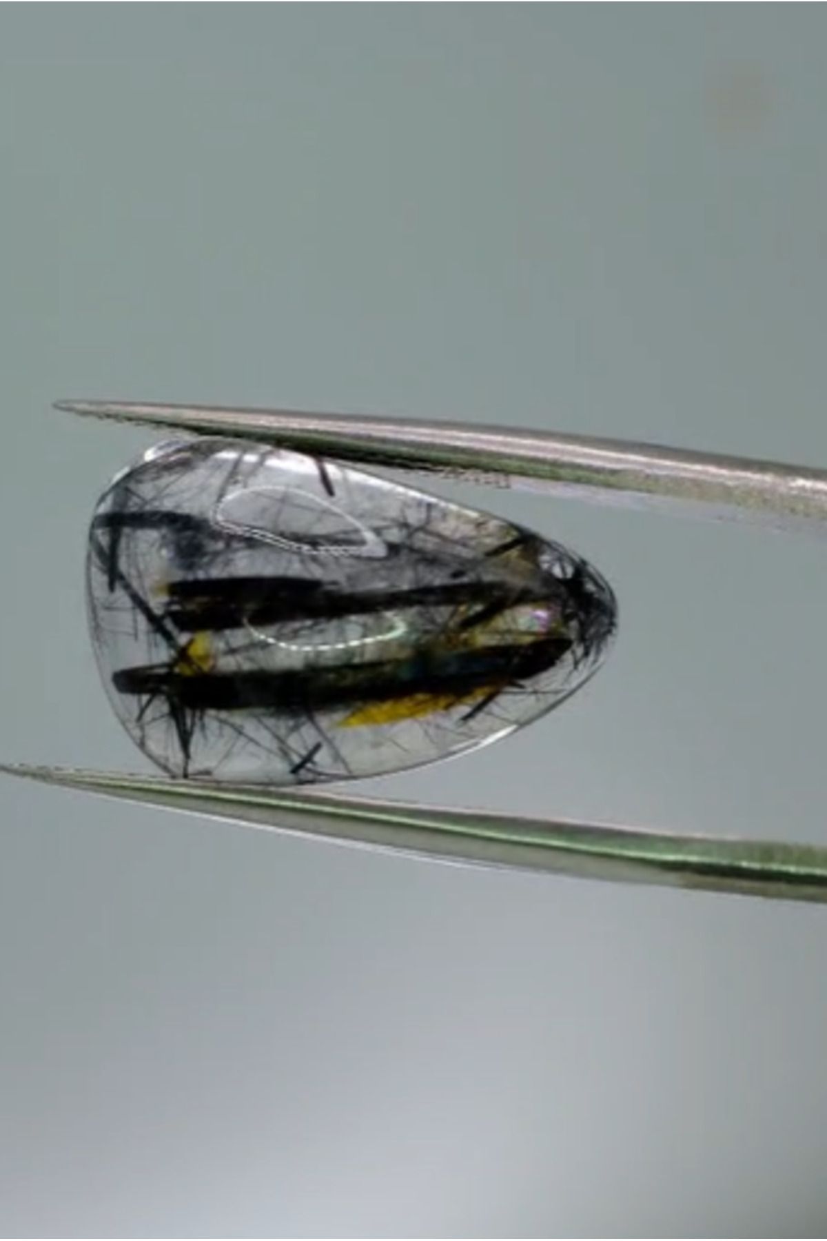 Aries 8.10ct 17.8x11.5mm Pear Natural Black Rutilated Quartz