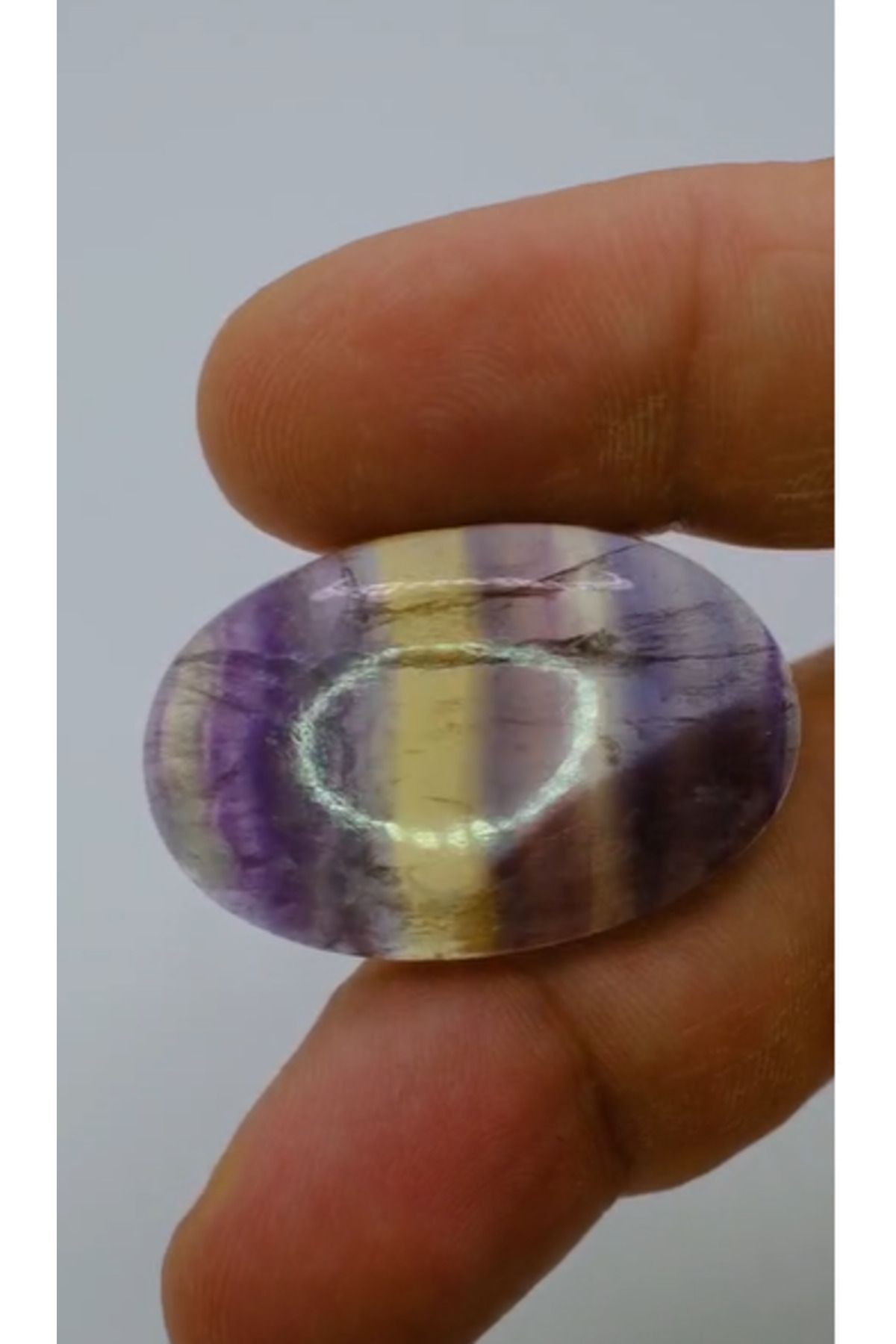 Aries 56.70ct 36.2x23.9mm Oval Cabachon Natural Multi-Color Fluorite