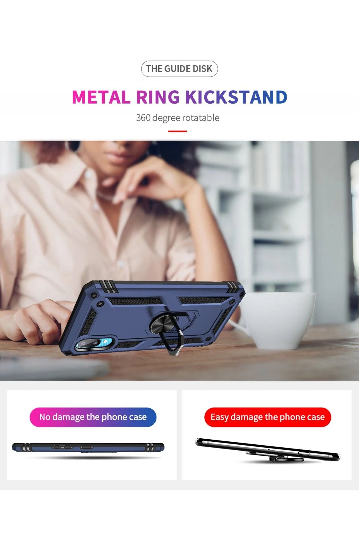 NewFace Samsung Galaxy A02 Kılıf Sofya Yüzüklü Silikon Kapak - Lacivert NRMSA