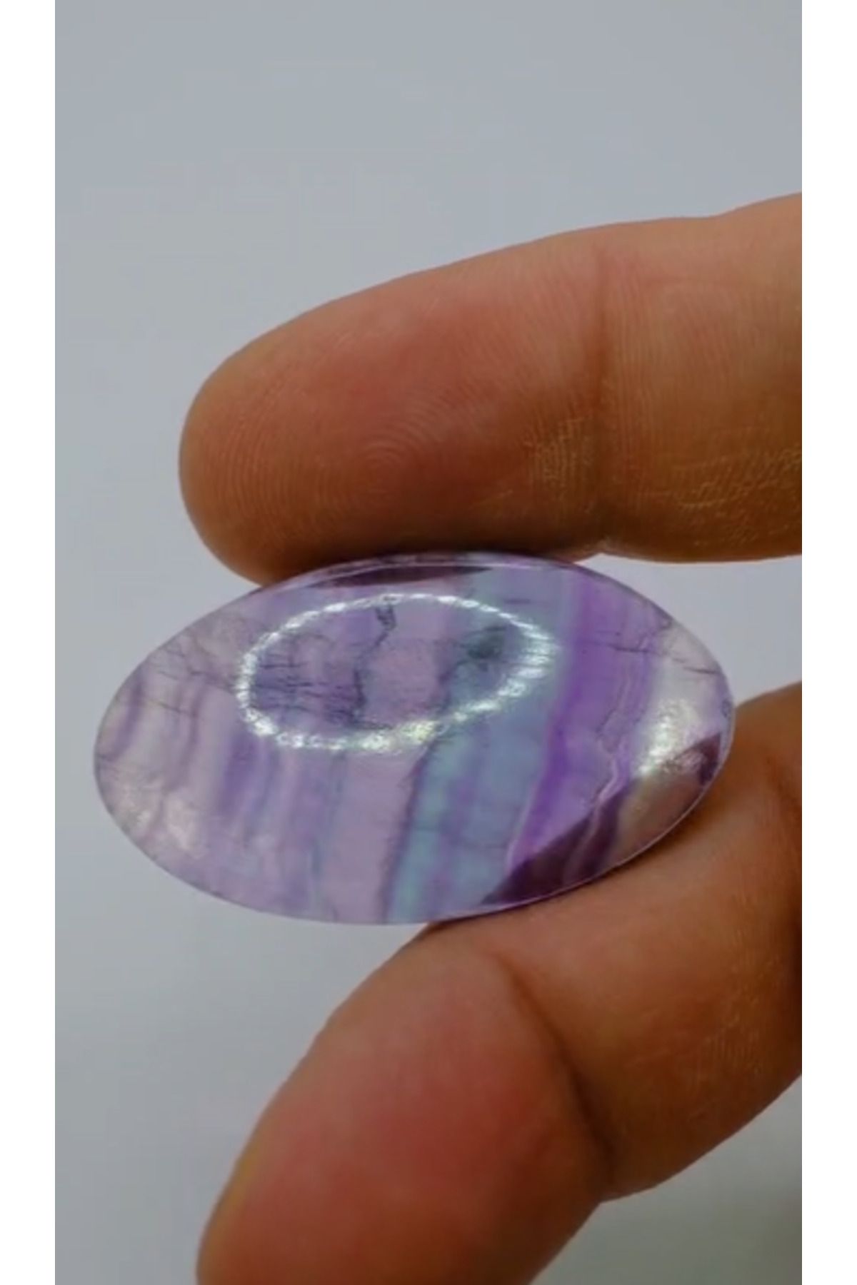 Aries 49.25ct 39.8x22.8mm Oval Cabachon Natural Multi-Color Fluorite