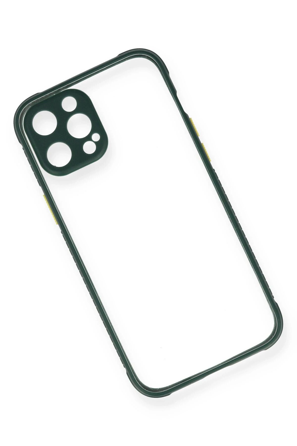 NewFace iPhone 12 Pro Max Kılıf Miami Şeffaf Silikon - Koyu Yeşil GLSTD