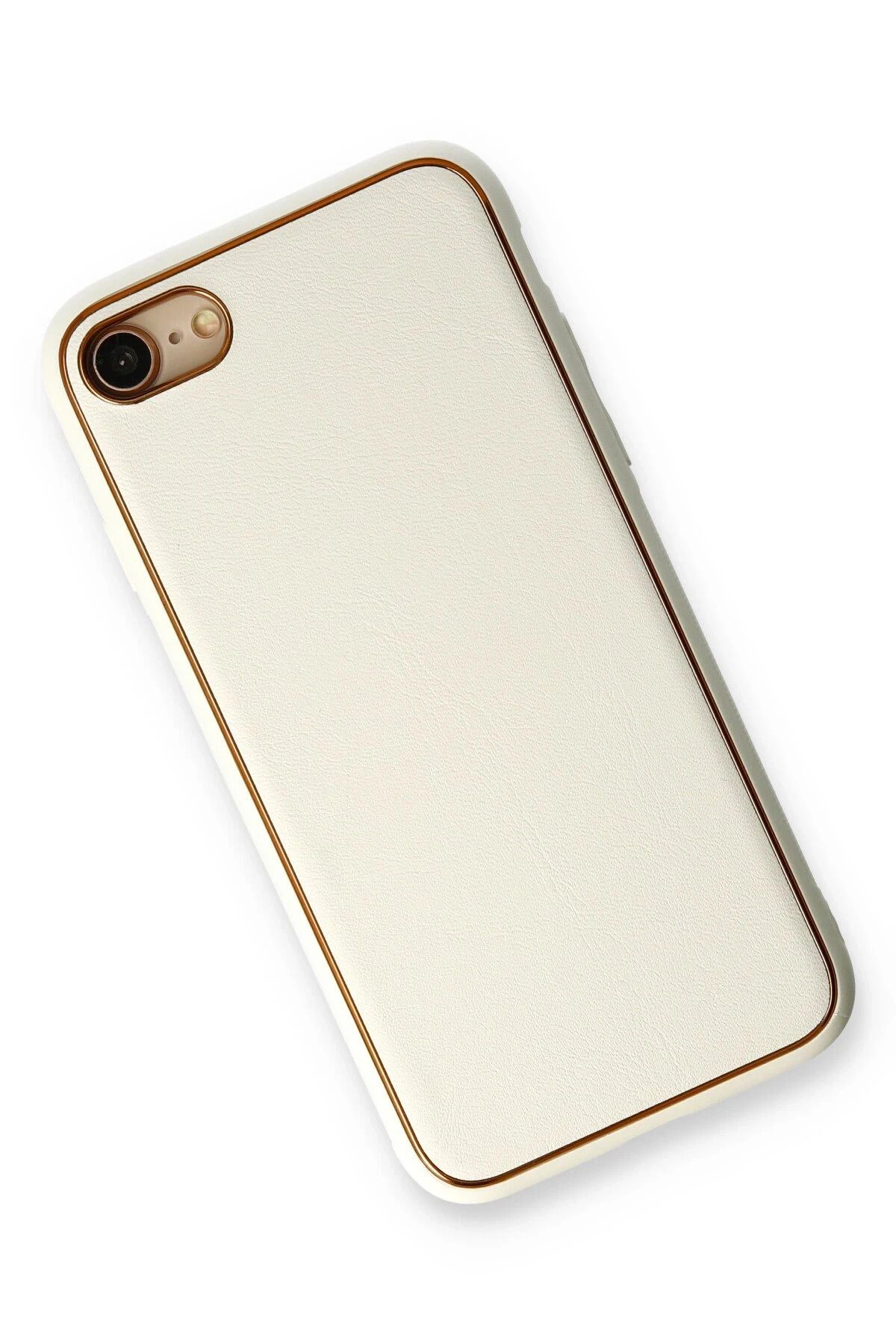 NewFace iPhone 7 Kılıf Coco Deri Silikon Kapak - Beyaz GLSTD