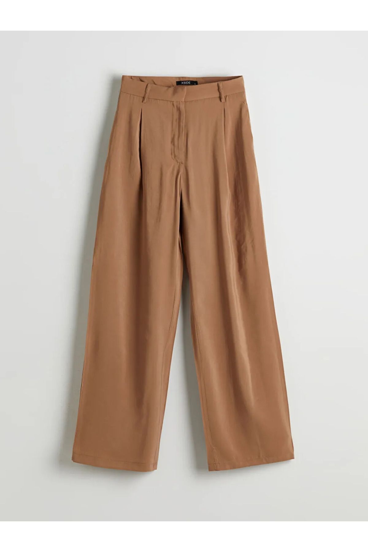 LC Waikiki XSIDE Kahverengi Loose Fit Geniş Paça Kadın Pileli Pantolon