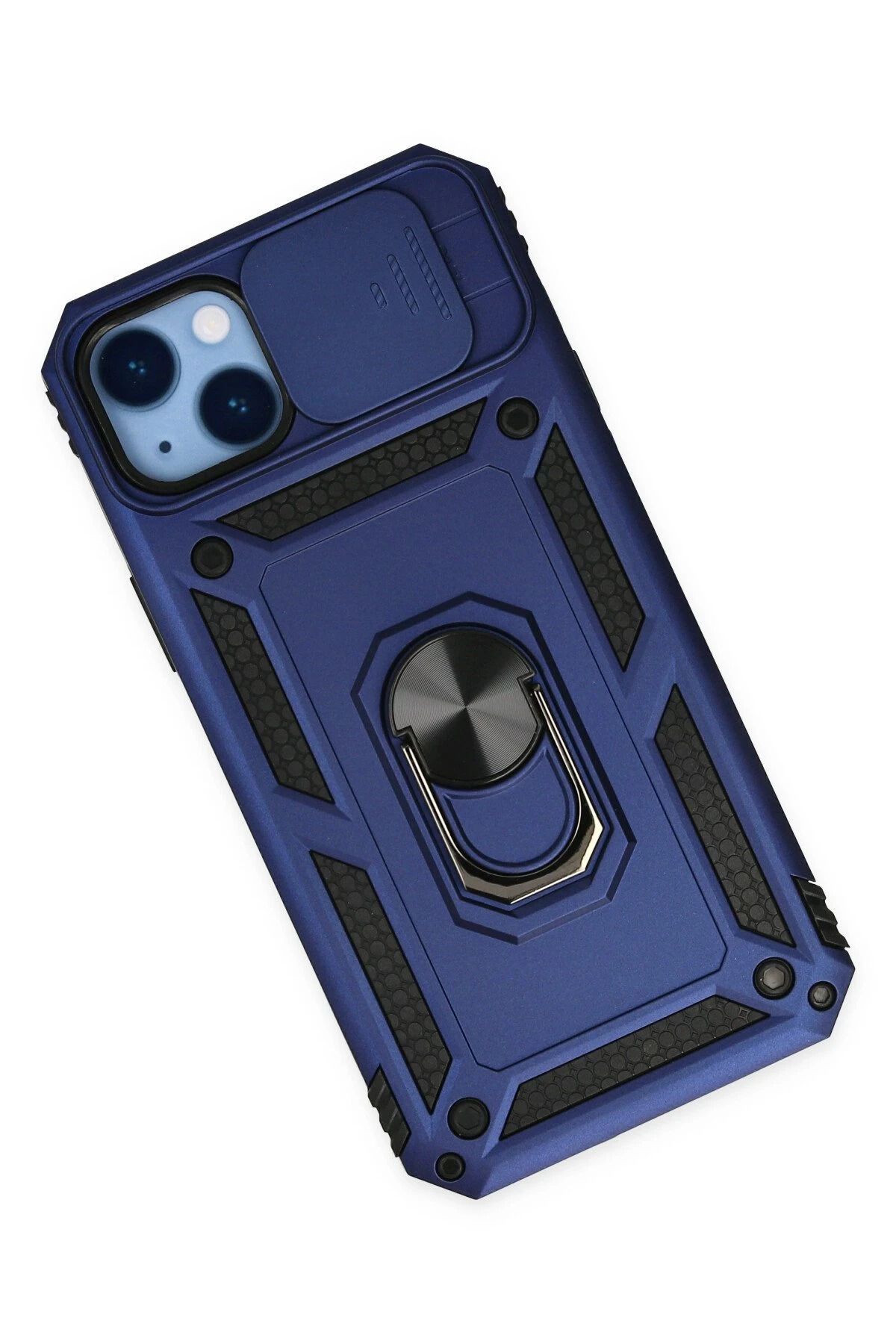 NewFace iPhone 14 Plus Kılıf Pars Lens Yüzüklü Silikon - Lacivert WLZOR