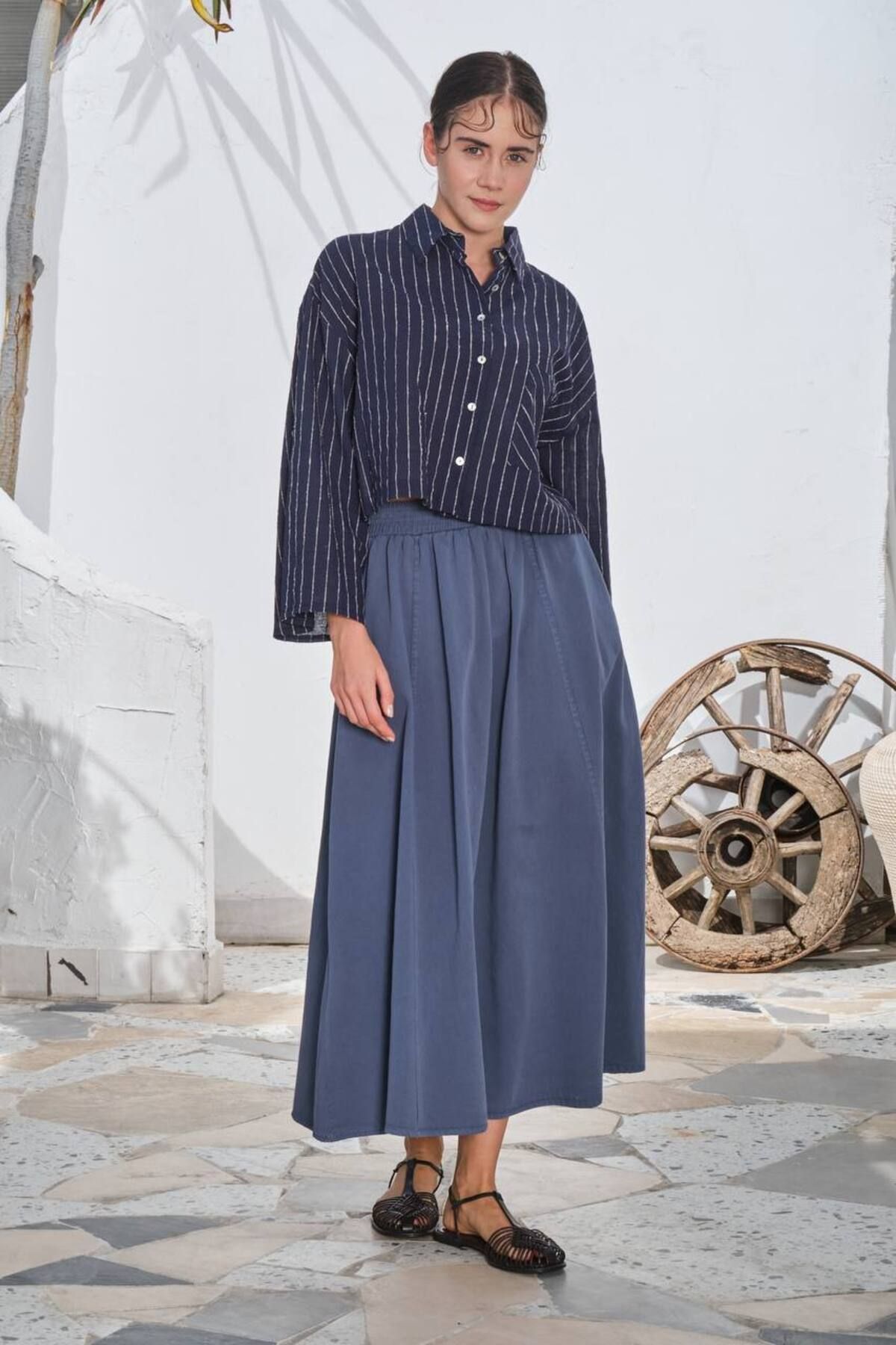 DENİKK kadın gabardin kumaş trend uzun etek 252-3010