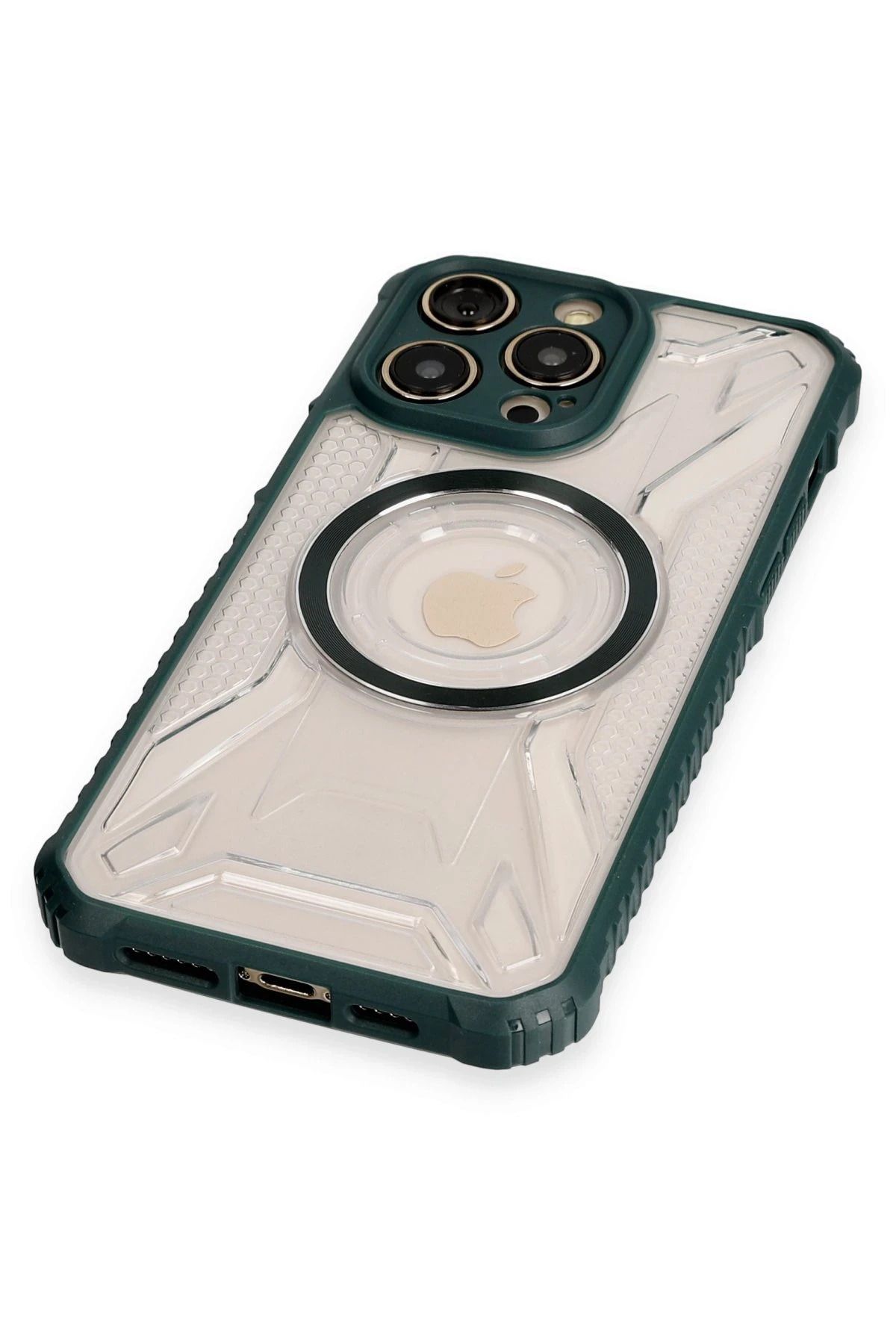 NewFace iPhone 12 Pro Max Kılıf Prag Magneticsafe Kapak - Koyu Yeşil WLZOR