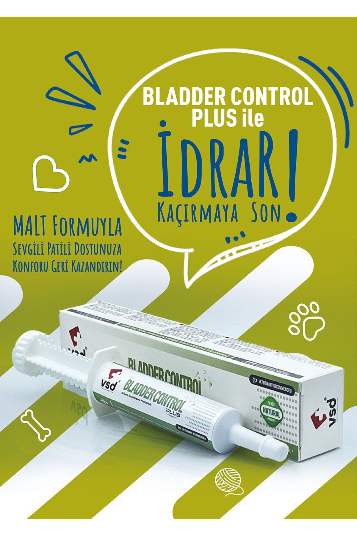 vsd BLADDER CONTROL PLUS 30ml Malt Köpekler için İdrar Kaçırma Önleme Desteği