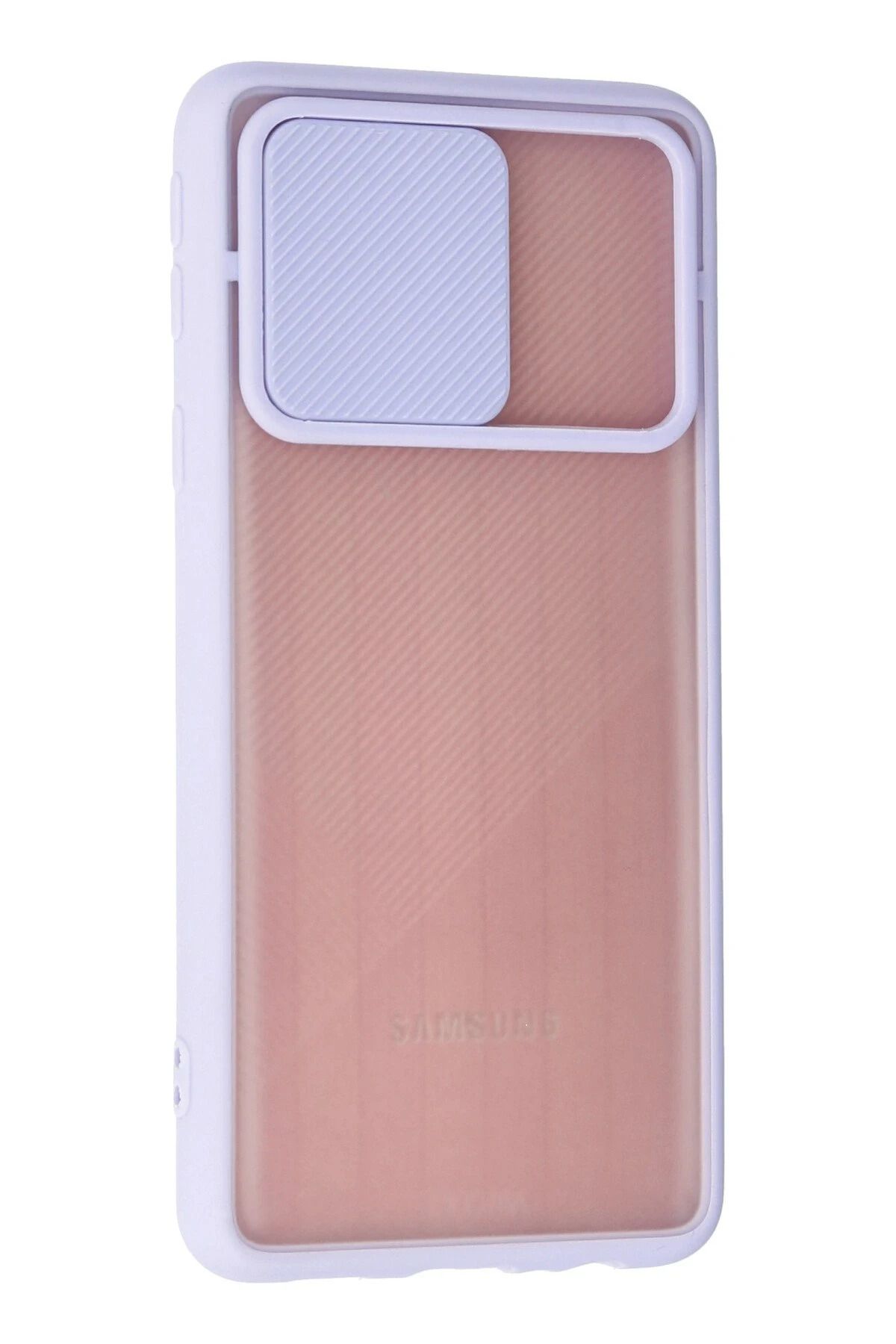 NewFace Samsung Galaxy A01 Core Kılıf Palm Buzlu Kamera Sürgülü Silikon - Lila SVLRS