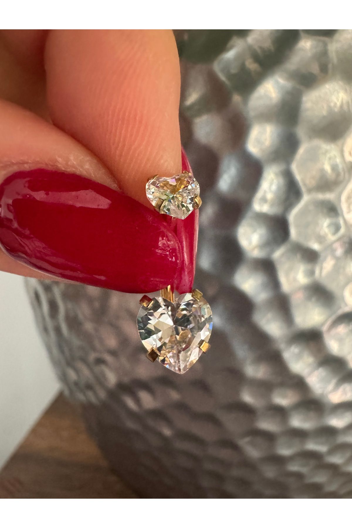 Bylin Çift Kalp Zirkon Taşlı Cerrahi Çelik Göbek Piercing - Bar Uzunluğu 10mm- 1 adet