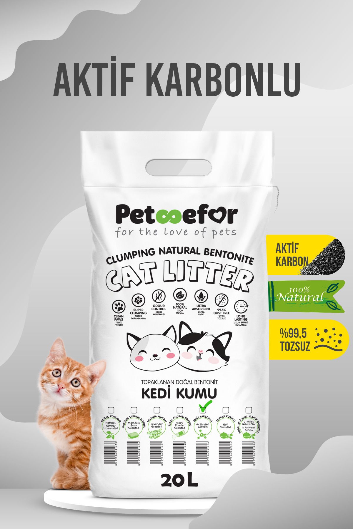 Petefor 20 LT Aktif Karbonlu Kedi Kumu