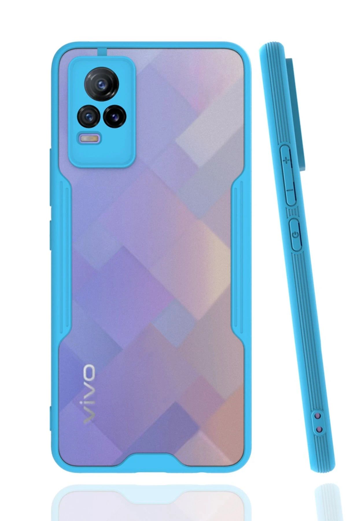 NewFace Vivo V21e Kılıf Platin Silikon - Mavi GLSTD