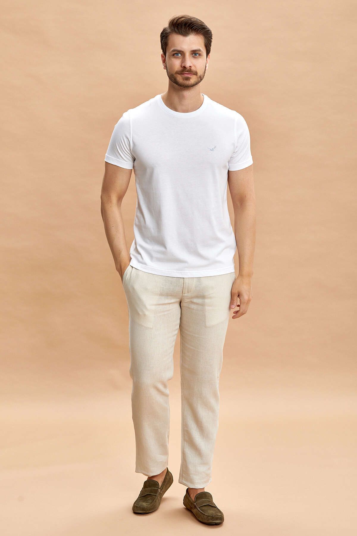 SMILE-Men's White T-Shirt - Basil Crew Neck 3