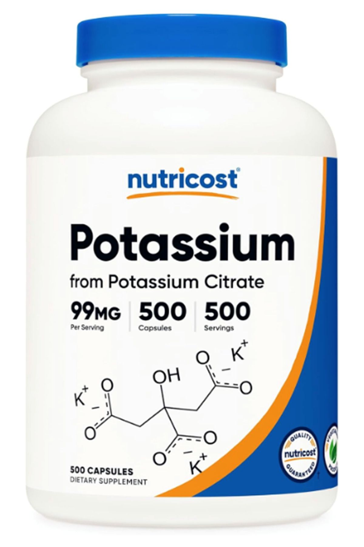 Nutricost Potassium Citrate 99mg, 500 Capsules.Abd Menşei