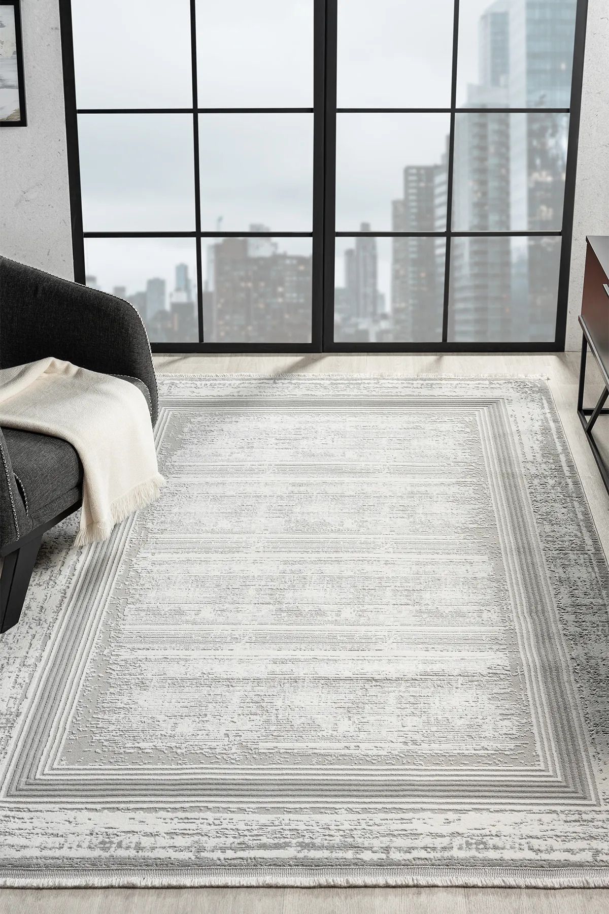SerenitaHome SERENİTA HOME YILDIZ COLLECTION GRİ MAVİ KREM MODERN OTURMA ODASI SALON MUTFAK HALISI