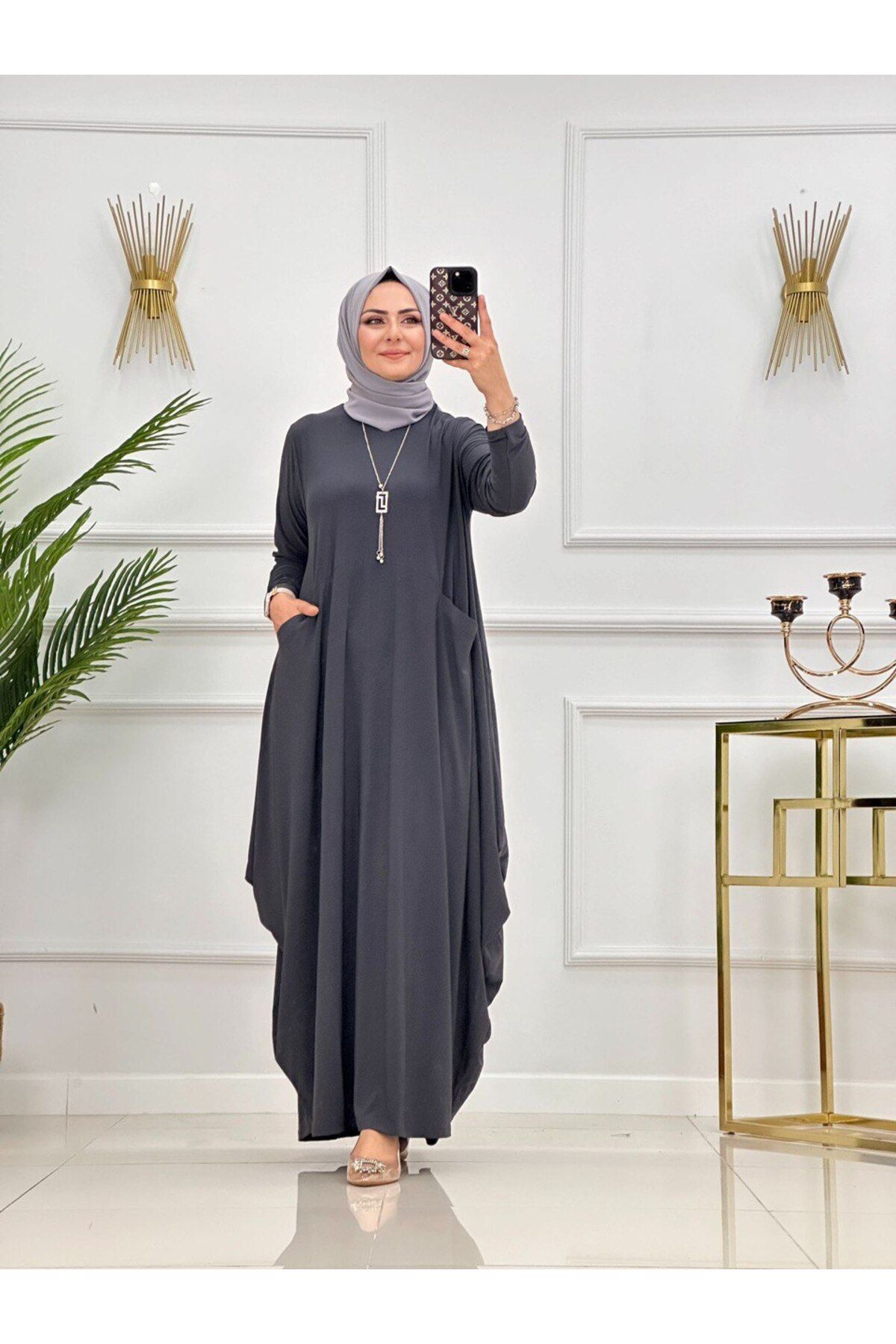 Enans Design Kadın Tesettür Elbise Sandy Kumaş Rahat Kalıp