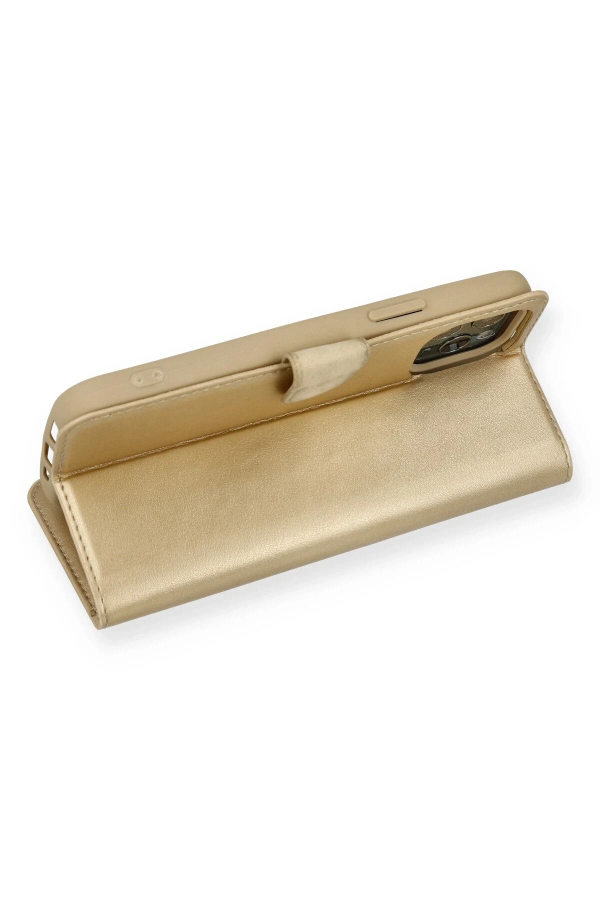 NewFace iPhone 12 Kılıf Trend S Plus Kapaklı Kılıf - Gold GLSTD