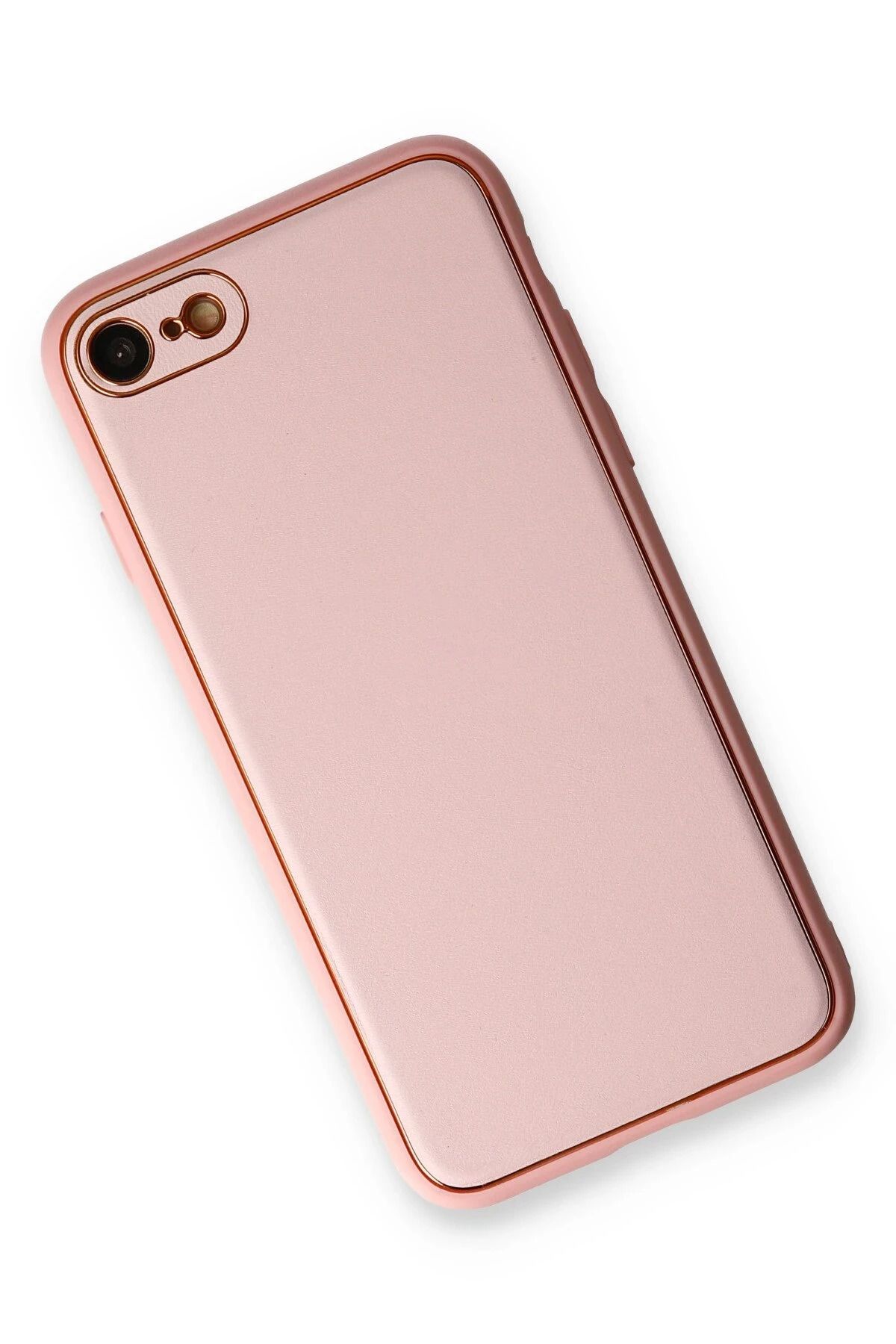 NewFace iPhone 7 Kılıf Coco Deri Silikon Kapak - Pudra GLSTD