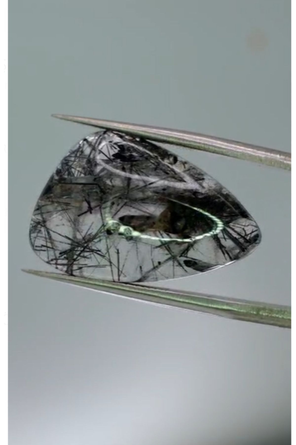 Aries 13.75ct 24.3x15.8mm Pear Natural Black Rutilated Quartz