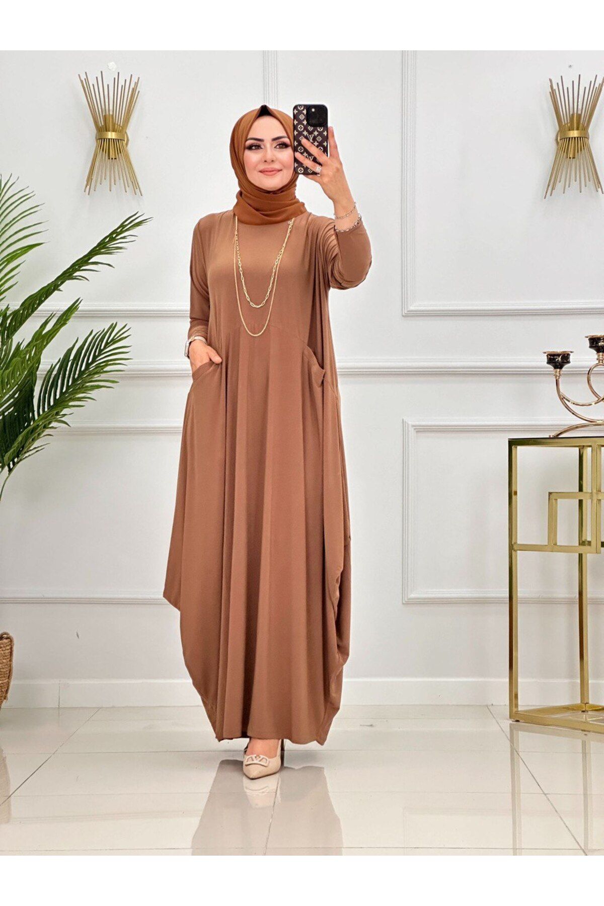 Enans Design Kadın Tesettür Elbise Sandy Kumaş Rahat Kalıp