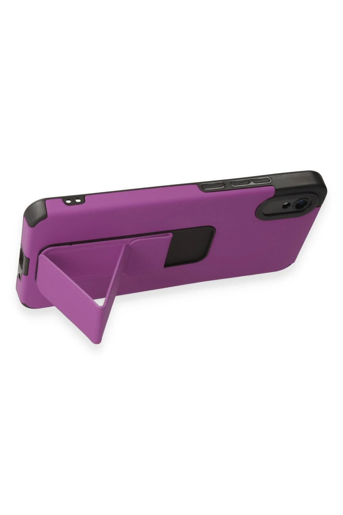 NewFace Xiaomi Redmi 9A Kılıf Mega Standlı Silikon - Mor GLSTD