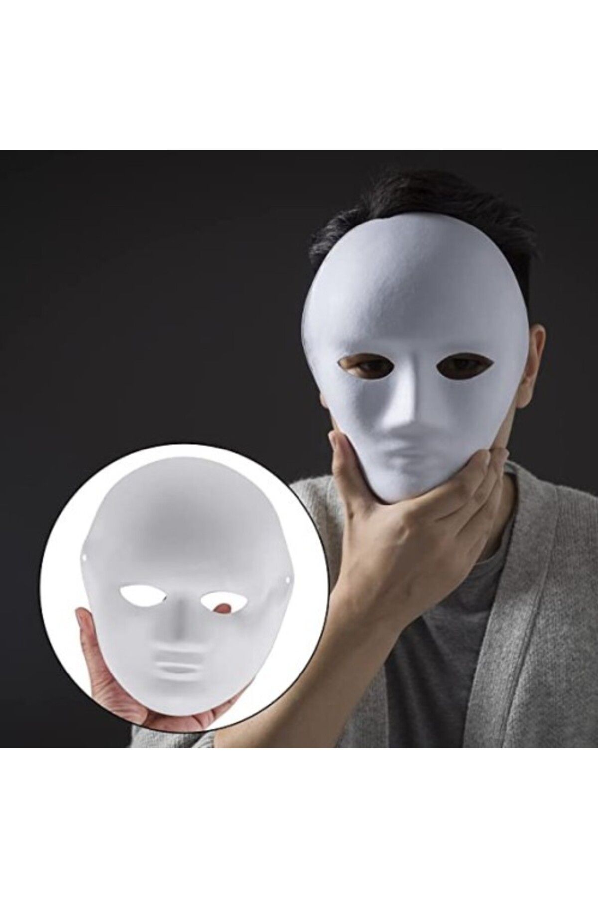 Otocub Beyaz Renk Boyanabilir Anonim Tam Yüz Cosplay Maske 24x18 cm