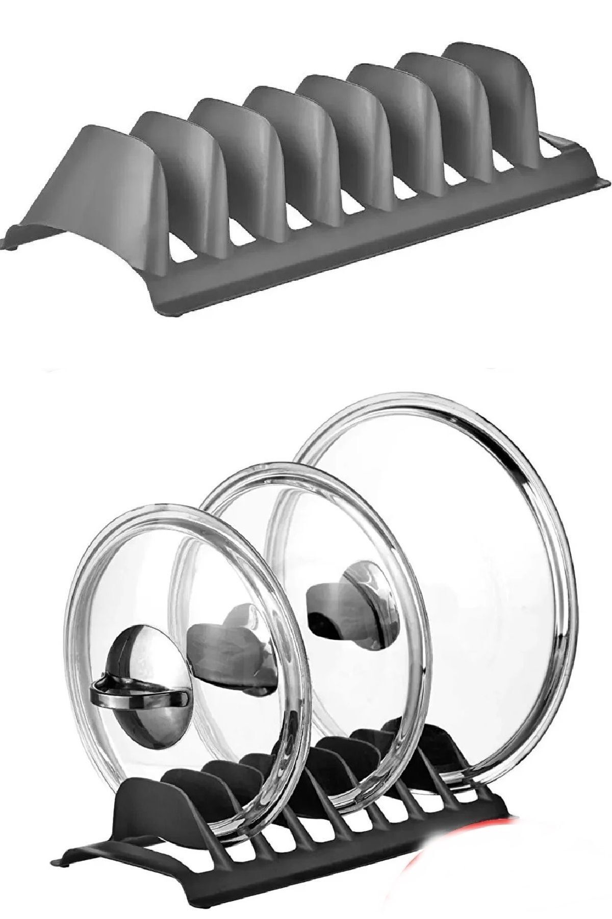 ıvırzıvırr 2 Adet 8 Bölmeli Tencere Kapak Rafı - Simple Tabaklık - Kapak Organizeri