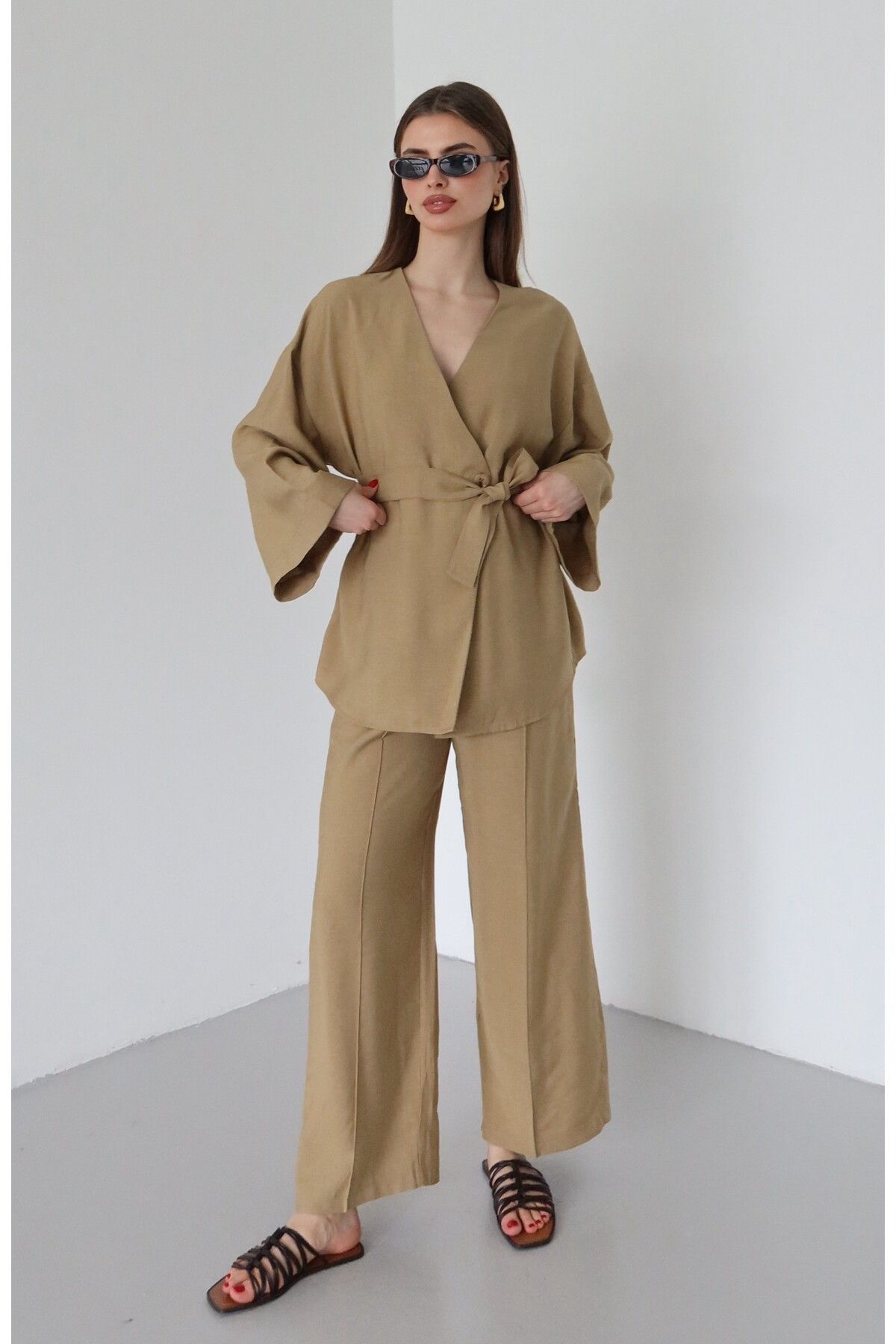 Laluvia Çağla Bağlamalı Kimono Takım - 8685