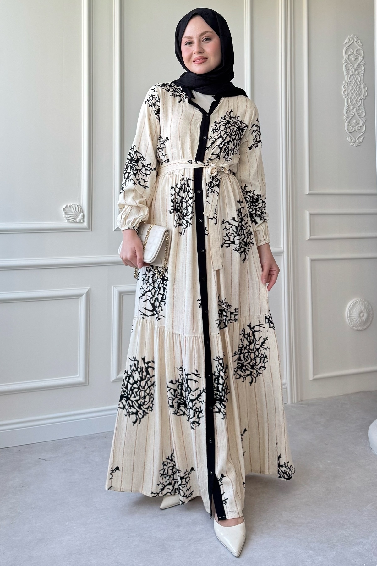 InStyle-Colorful Black Viscose Dress with Piping Detail 2