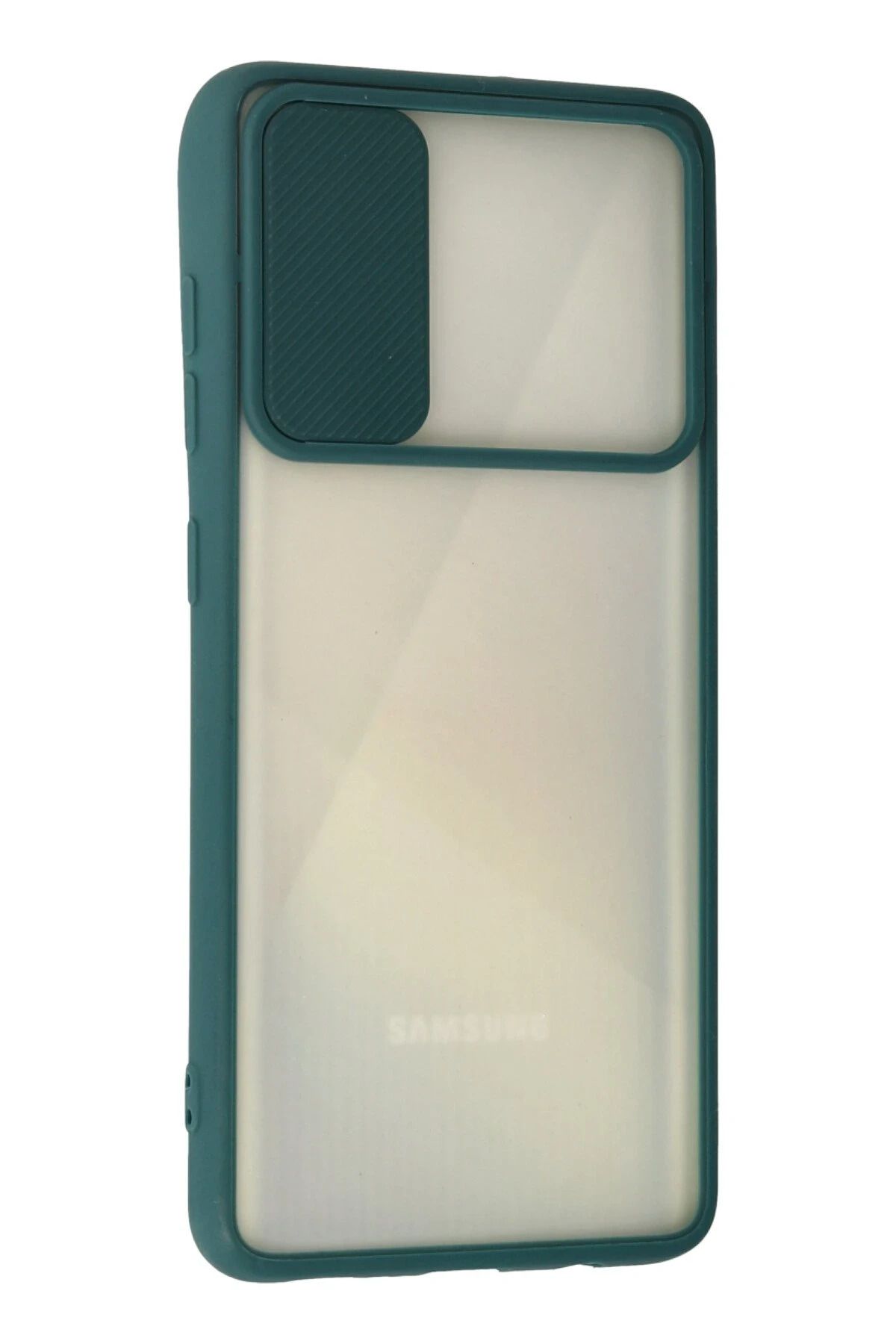 NewFace Samsung Galaxy A71 Kılıf Palm Buzlu Kamera Sürgülü Silikon - Yeşil GLSTD