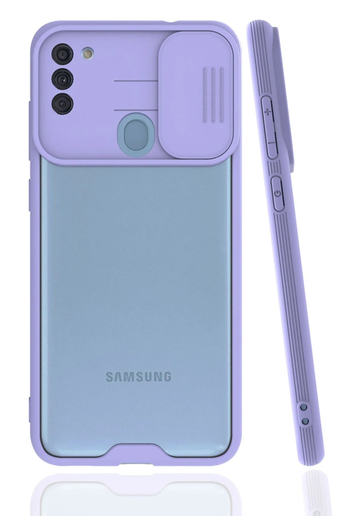 NewFace Samsung Galaxy A11 Kılıf Platin Kamera Koruma Silikon - Lila GLSTD