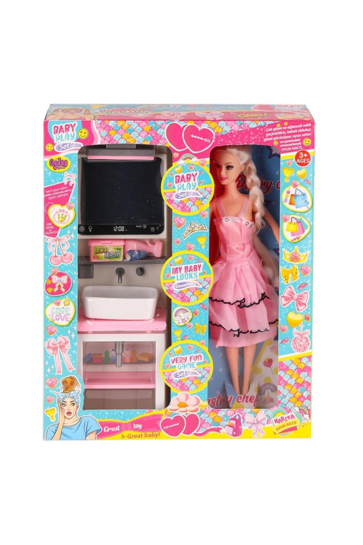 çankaya giyim uğur çankaya Nessiworld OYD-02390 Bebek ve Aynalı Lavabo Oyun Seti -Oydaş Oyuncak